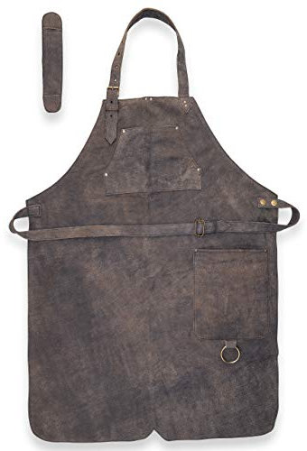Angus Stoke Lederschürze Grillen - Vollleder Grillschürze - Vintage Leder Schürze - BBQ & Kochschürze - Henry (Antik)