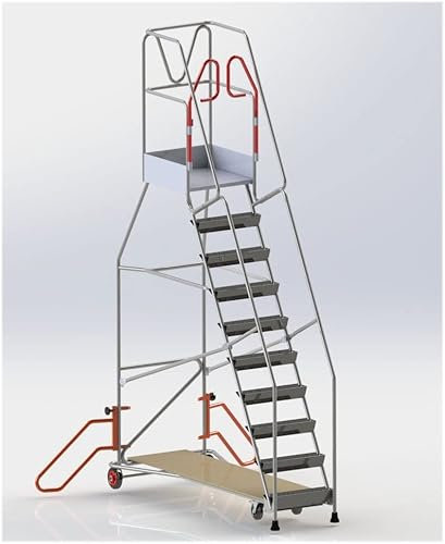Escabeau Roulant à immobilisation Automatique Charge 150 kg 10 marches Ht Travail 4310 mm Fimm