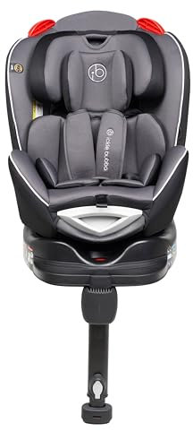 Ickle Bubba Radial Group 0+/1/2 Car Seat, Suitable from Birth to 25kg (Approx. 7 Years), 360 Degree Rotating Design for Easy Access & Integrated ISOFIX Base for Secure Installation - Grey/Black