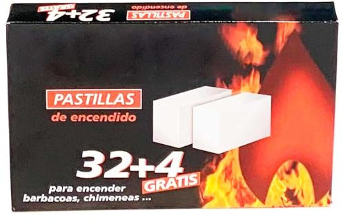 Tradineur - Pack de 48 Pastillas enciendefuegos, Encendido de barbacoas, chimeneas, hogueras, cocinas de leña, Estufas, Blanco