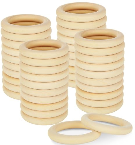 STARVAST 50 Stück Holzringe zum Basteln, 70mm, Natur, für DIY Handwerk Ring Anhänger Anschlussstück Schmuck Machen Spielzeug Serviettenringe, Holzkranz, Bastelring, Dekoration Ringe