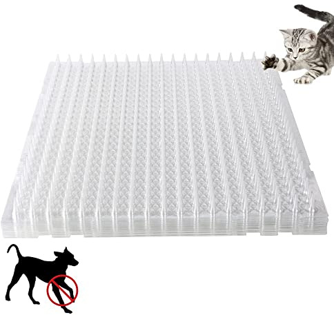 16 x 13 Cat Spike Mat Outdoor Indoor Cat Deterrent Scat Mat Keep Cats/Dogs Off Counter Pet Deterrent Training Mats Plastic Mats with Spikes (18.3 Sq.ft) (10)