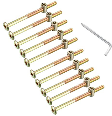 Lot de boulons et écrous M6*110mm à tête hexagonale en plaqué zinc avec clé Allen pour meubles, berceaux, lits et chaises (M6*110mm)