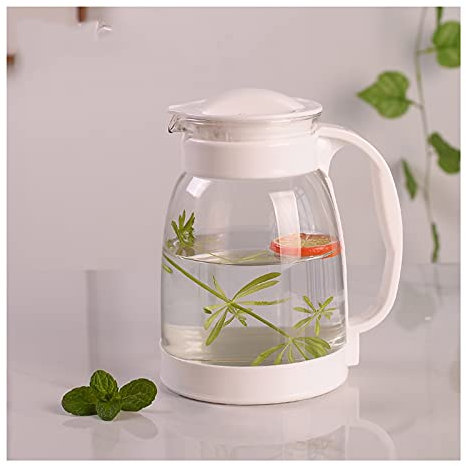 Glass Water Pitcher Cold Water Bottle, Large Capacity Glass, high Temperature Resistant Cool White Water Cup, teapot Set, Household Juice jug Cold Kettle (Color : Orange)