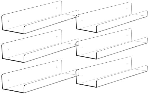38,1 cm Acryl-Wandregale, Aufbewahrungsregal, Kinder-Bücherregal, stanzfrei, schwebend, Wandmontage, Ausstellungsregale für Schlafzimmer, Wohnzimmer, Badezimmer, Küche, mit Schrauben und
