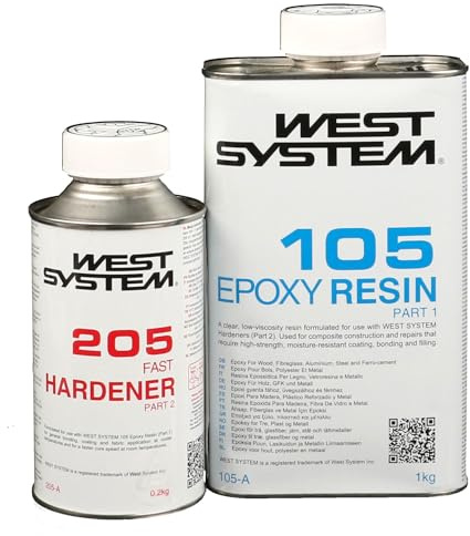 West System Epoxidharz Set | A-Pack 105-205A/206A | Reparatur Boot, Auto, Fahrzeugbau | Benetztung und Verklebung von Holz, GFK, etc. (105-205A (schnell))