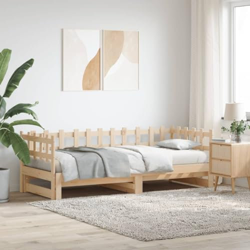 Tagesbett, ausziehbar 2x(90x200) cm, Massivholz Kiefer, Lattenrost Design, Sofa zum Ausziehen für Wohnzimmer oder Schlafzimmer