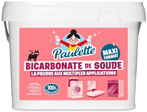 Paulette - Bicarbonate de Soude - Nettoyant Multi-Usage Authentique - 4kg | Nettoie, Ravive les Couleurs, Neutralise les Odeurs - 100% d'Ingrédients d'Origine Naturelle - Ecocert - Marque Française