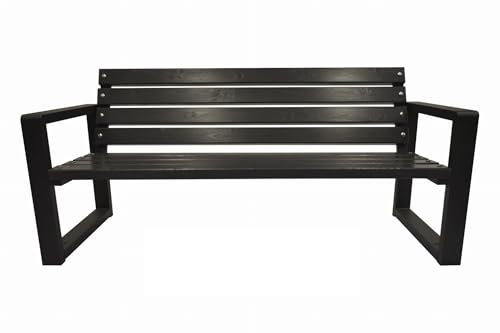Generisch Gartenbank Parkbank Gestell Stahl Massivholz PARK125cm LANG STABIL GRAU Beton (Palisander)