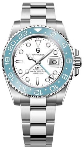 Pagani Design GMT Herren 40 mm Automatikuhr Saphirglas Edelstahl 100 Wasserbeständigkeit Analoguhr Mechanische Herrenuhren Geschenkuhr für Herren