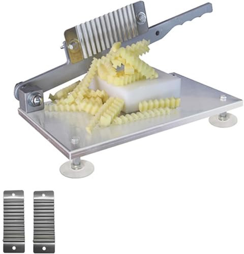 PODEC Affettatrice Ondulata per Fiori di Patate, Taglierina Ondulata per Patatine Fritte, Tagliatrice Manuale Commerciale per Patate, Dimensione Regolabile 4-20 Mm per Cucina Ristorante