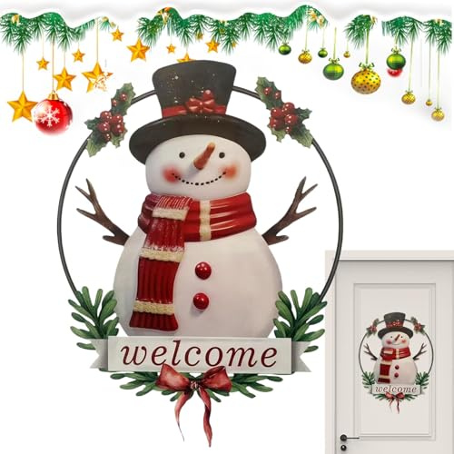 Willkommensschild Metall Weihnachtsdeko Winter Türkranz Festlich Indoor Outdoor Hängend Urlaub Schild Türdekor Winter Willkommen Schild Metall Türdeko