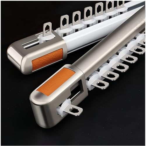 1-6m - Gardinenschiene, Vorhangschienen aus Aluminium, Gardinenstange Deckenmontage, 1-Läufig Gardinenschiene für Gardienenschiene mit Metall Vorhang Haken für Dusch Erker RV Raumteiler(White,1.25m/4.