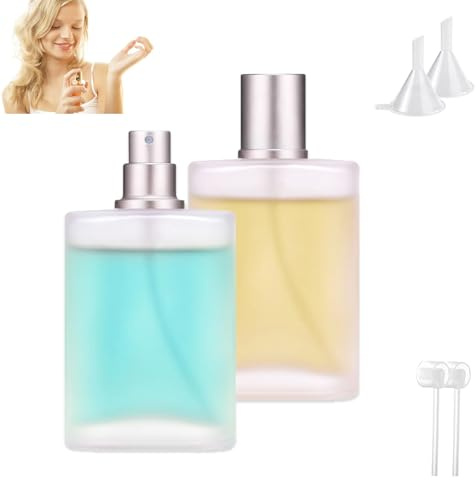 perfume con Pulverizador, 30ML Atomizadores, 2 Frascos de Recarga, Botella Portátil de Vidrio Cuadrado, Botella Vacía