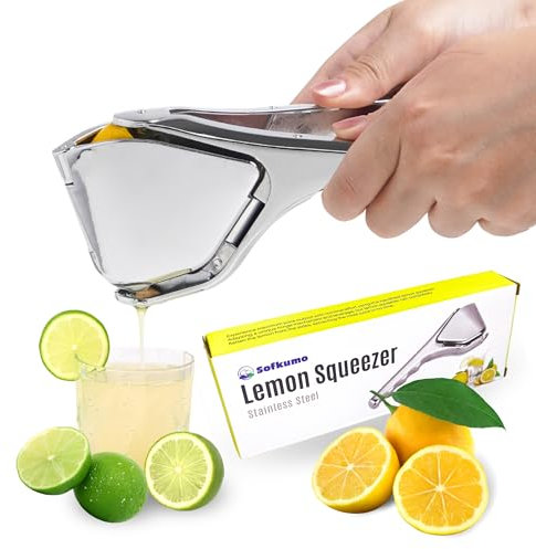 Sofkumo Heavy‑Duty Stainless Steel Lemon Squeezer | Hand Press Citrus Juicer for Lemons, Limes & Oranges – Ergonomic, Rust‑Proof, Dishwasher Safe