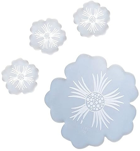 LALAFINA 4pcs Silicone Flower Tea Tray Mold DIY Epoxy Moulds Coaster Mold High Elasticity Easy Demolding