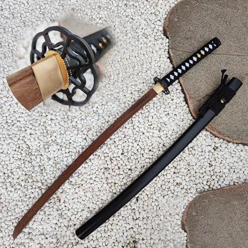 103cm japanisches Samurai-Schwert aus Holz,Klinge aus natürlichem Ipe-Holz,Handschutz aus Eisen,Scheide aus Holz,handgefertigtes Bokken als Geschenk,zur Schaustellung,für Kendo-Training,Dekoration
