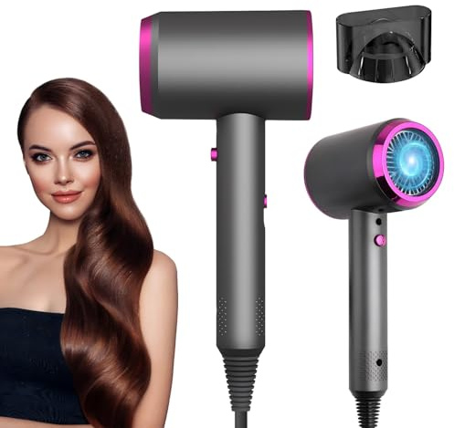 Seche Cheveux Professionnel Sèche Cheveux Ionique, Hair Dryer 1250W Séchage Rapide 3 Positions Vent froid/Chaud, Plus de boutons de refroidissement auxiliaires, Accessoires Concentrateur