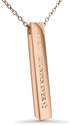 Hanessa Personalisierte Kette mit Gravur Edelstahl 50 cm mit Anhänger Rechteck Stab - Personalisierte Halskette für Männer und Frauen - Personalisierter Schmuck Damen Herren