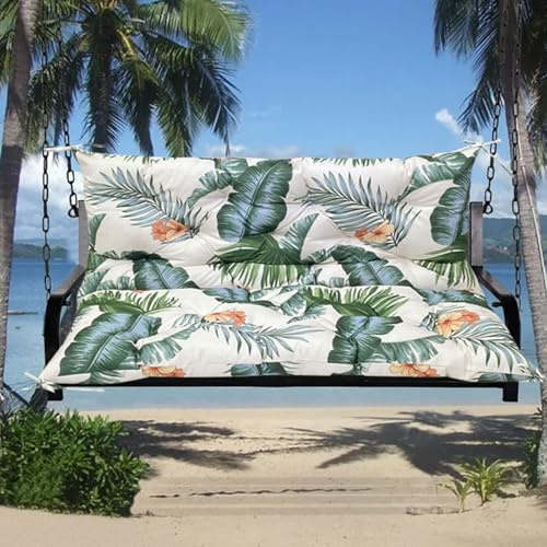 Homesally Hollywoodschaukel Auflage mit Rückenteil, 3 Sitzer Wasserdicht Bankauflage Bankkissen Outdoor, Auflagen, Kissen & Polster für Gartenmöbel Gartenbank,Print 2,150x100x10cm