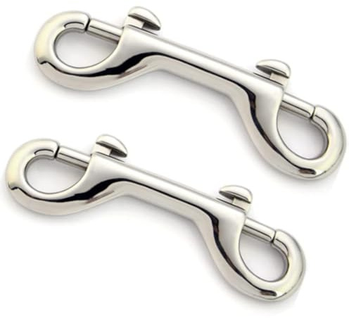 2 Pcs Double Ended Bolt Snap Hooks, Zinc Alloy Nickel Plated Trigger Clips, Heavy Duty Dual End Clasps for Dog Leashes, Diving, Key Chains, Horse Tack & Pet Supplies, Silver