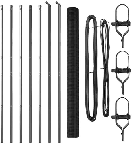 vidaXL Welding Wire Fence Post Set with Mesh Roll 10 x 1.5 m Durable Metal Industrial Design for Outdoor Fence Installations Garden Safety Powder Coated