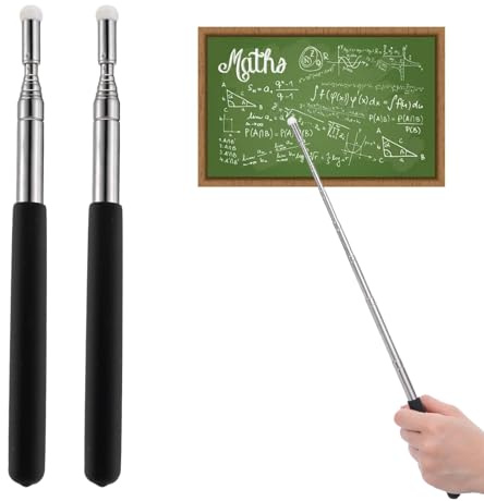 2 Stück Zeigestab Ausziehbar, 100cm Teleskop Zeigestab Ausziehbarer Lehrerzeiger Pointer Finger Teleskopstab mit Rutschfester Griff Whiteboard Zeiger für Präsentationen Formate Seminare