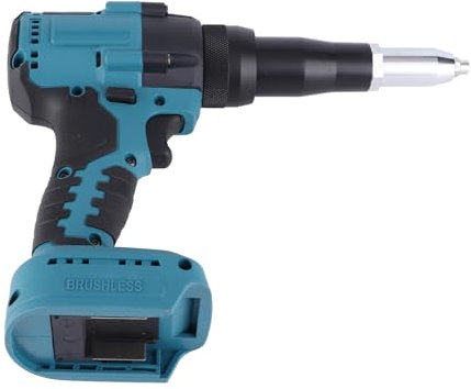 Eujgoov Arma de Remacha Eléctrica Inalámbrica sin Escobillas 18 V Azul Automático LED Kit de Tuerca Remachado con Material ABS para Batería BL1815 3.2-4.8 Mm Enfriamiento Rápido para la Producción y