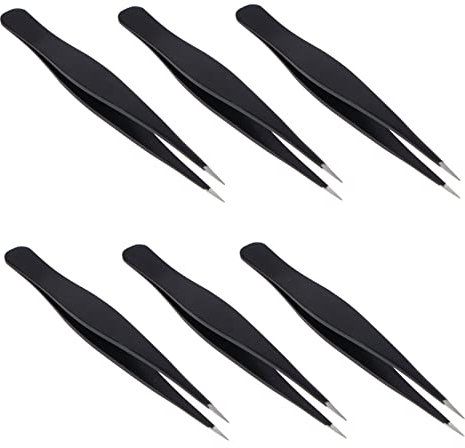 DEARMAMY 6pièces Lot De Pinces à Épiler Droites Pour Épilation Pose De Faux Cils