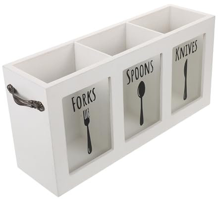 Ciieeo Vintage Wooden Silverware Storage Box with Compartments Sturdy Tableware Organizer for Forks and Spoons Easy Maintenance Cutlery Holder for Home Decor and Daily Use