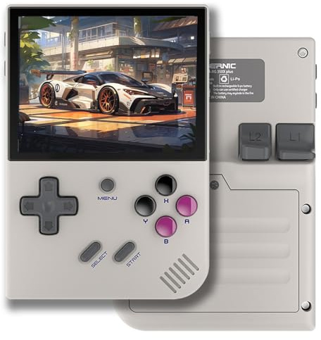 RG35XX Plus Portable Game Console, Écran IPS De 3,5 Pouces 640x480, Carte TF Intégrée, avec Batterie 3300mAh Console De Jeu Classique, Prise en Charge HD Et TV Sortie Console-Grey||64G