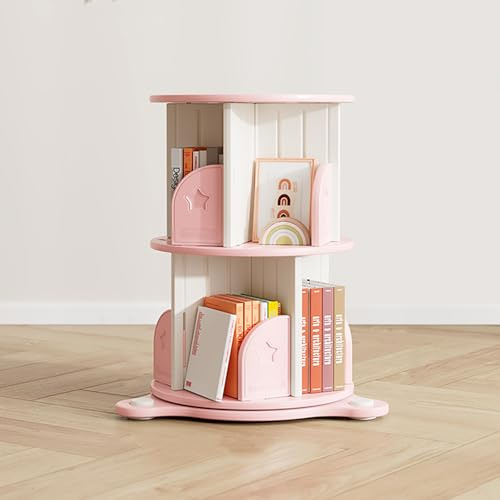 Libreria girevole a 360° rosa – Scaffale multifunzione verticale e decorativo, elegante 68 cm, soluzione per l'organizzazione di ufficio e casa