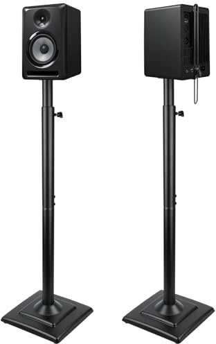 2 Pièces Support Enceinte, Pieds Universels Réglables, Noir | Hauteur Maximale 106