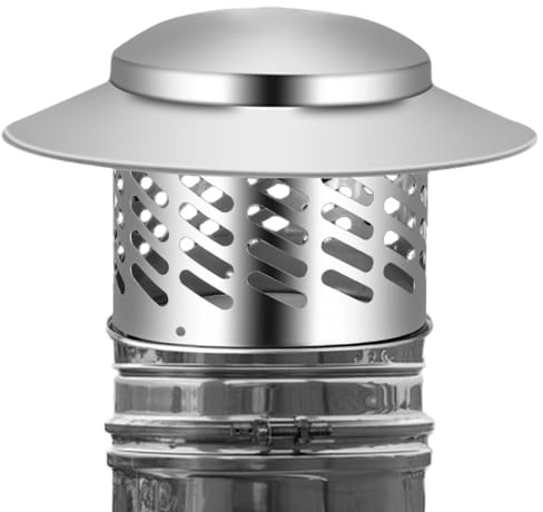 Comignolo - Copertura Di Scarico Con Coperchio Antipioggia Rotondo, Struttura In Acciaio Inossidabile, Design Resistente Alla Ruggine | Tappo Di Sfiato Per In Legno Per Tubo Da Stufa Per Costru