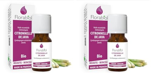FLORABIOL | Huile Essentielle de Citronelle de Java Bio | Répulsif Insectes, Apaisant les Piqûres | Anti-inflammatoire Musculaire et Articulaire | Fabrication Française | 100% Pure et Naturelle | 10ml
