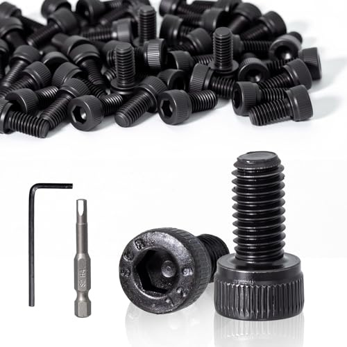 KINETOX 50 Stück Zylinderkopfschrauben Schrauben M5x10mm Innensechskant DIN 912 Inbusschrauben Schwarz schrauben Vollgewinde Kohlenstoffstahl Maschinenschrauben für Maschinen CNC Fahrzeug Möbel DIY