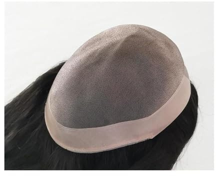 Für Männer 16 Zoll langes Toupet-Haarteil aus Echthaar for Männer, atmungsaktive, feine Mono-Top-Poly-Haut um die Toupet-Haareinheiten for Herren, europäisches Haarersatzsystem Perückenkopf(6x8)