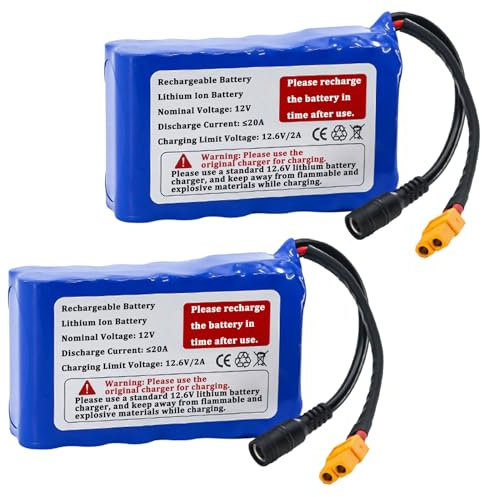 SSCYHT Rechargeable Battery 12V 18Ah 22Ah Lithium Battery 12V Scooter Batteries for 200W - 300W Motor Kit with BMS and XT60 Port,12V18Ah 2Pack
