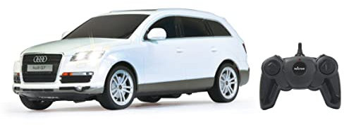 JAMARA 400089 Auto Audi Q7 1:24 2,4Ghz-offiziell lizenziert, bis zu 1 Stunde Fahrzeit bei ca. 9 Km/h, perfekt nachgebildete Details, hochwertige Verarbeitung, LED Licht, weiß