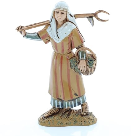 Moranduzzo Junge Bäuerin für Krippe 10 cm – Standard 10 – Unzerbrechliche Figur, Arabischer Stil, Handbemalt, Offizielles Produkt, Made in Italy, Bildhauer M. Landi