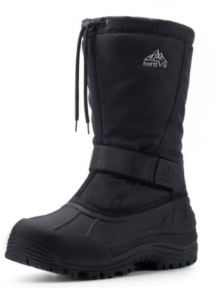 NORTIV 8 Men's Waterproof Winter Snow Boots Insulated,Black,8