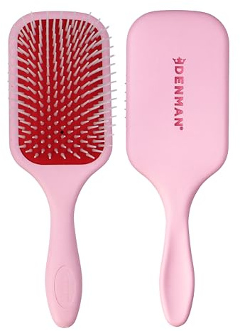 Denman Detangling and Styling Paddle hårborste för snabb utredning och snabb torkning och styling (rosa krossning) D38