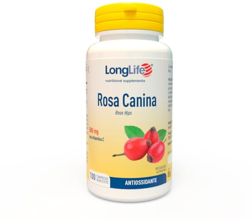 LongLife® Rosa Canina | Rosa canina con vitamina C | Azione antiossidante | Naturali difese | 100 compresse | Vegano e senza glutine