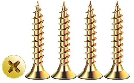 Drenky 100 Pièces Vis A Bois,M4 x 35 Vis Autoperforante Alliage De Zinc à Filetage Complet Universelle Polyvalent Vis Placo à Tête Plate Transversale Pour Les Pièces En Bois