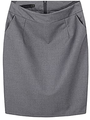 YM YOUMU Formeller Bleistiftrock für Damen, knielang mit Taschen für Büro, Business, Arbeit, grau, Groß