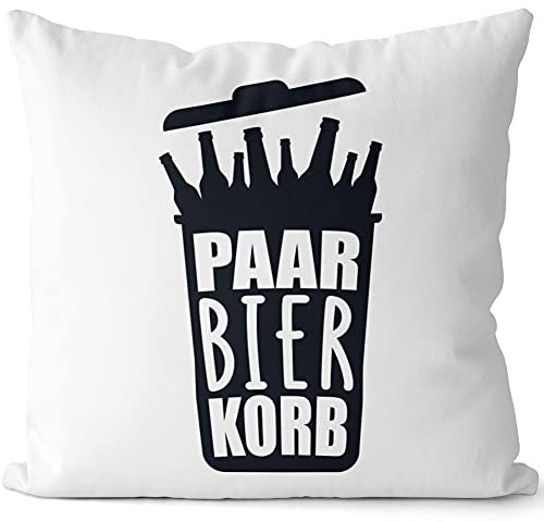 JUNIWORDS Kissen, Paar Bier Korb, 40 x 40 cm, 2-farbig, Weiß-Hellbraun