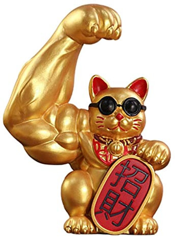 LOVIVER Gold Winkekatze, China Deko Glücksbringer Glückskatze Maneki Neko Lucky Cat Figur Sammlerfiguren Ornament für Wohnkultur Auto Laden Geschäfte Hotel - Richtiges Glück