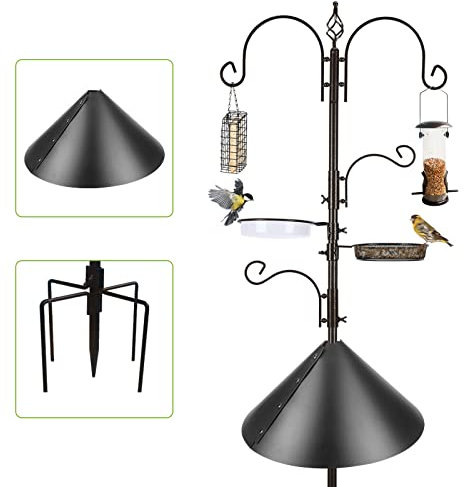 Urban Deco Bird Feeding Station Kit Bird Feeders Hanging Station with Squirrel Baffle Heavy Duty Hanging Feeder Station Kit