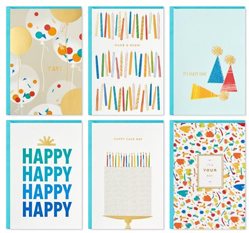 Hallmark Birthday Cards Assortment, 36 Cards with Envelopes (Party Time)