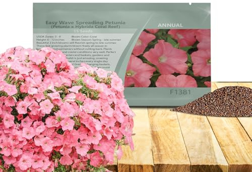 Outsidepride Coral Reef Easy Wave Petunia Seeds - 15 Pcs. Annual, Compact & Spreading Flower Seeds for Planting Low Growing Vibrant Blooms, Ideal for Garden Beds, Baskets & Container Displays